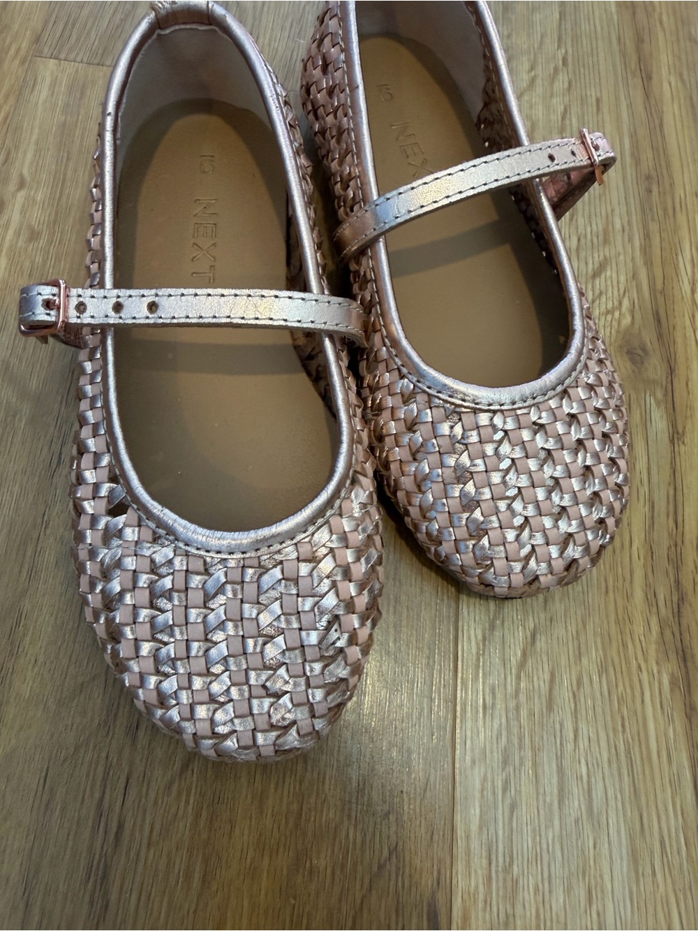 NEXT kids Rose Gold Woven Mary Jane Shoes